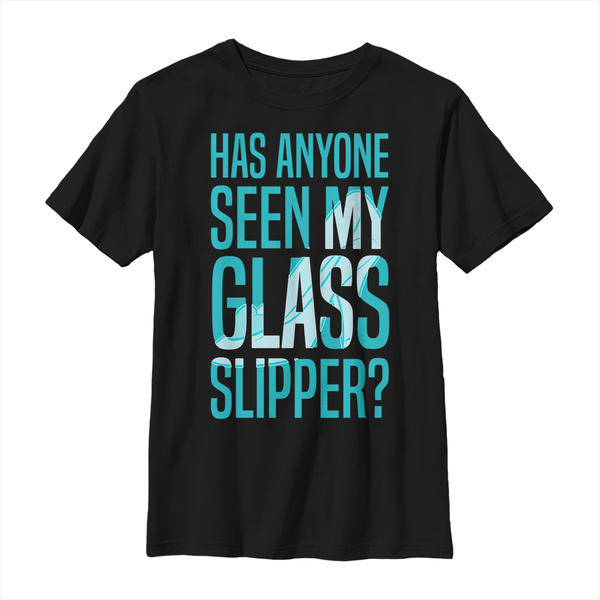 Aperçu: Disney - Cendrillon - Text Missing Slipper - Enfant T-shirt - Noir - Devant