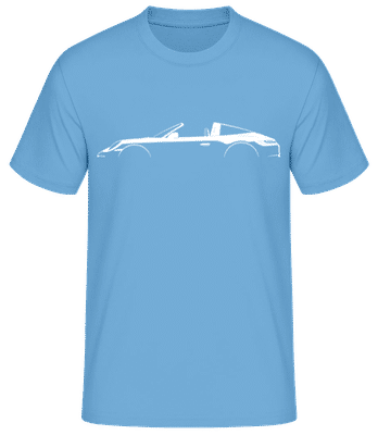'Porsche 911 Targa (992)' Silhouette - Pánské basic tričko - Světle modrá - Napřed