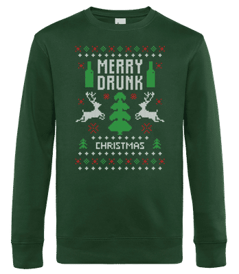 Merry Drunk Christmas - Männer Standard Pullover - Flaschengrün - Vorne