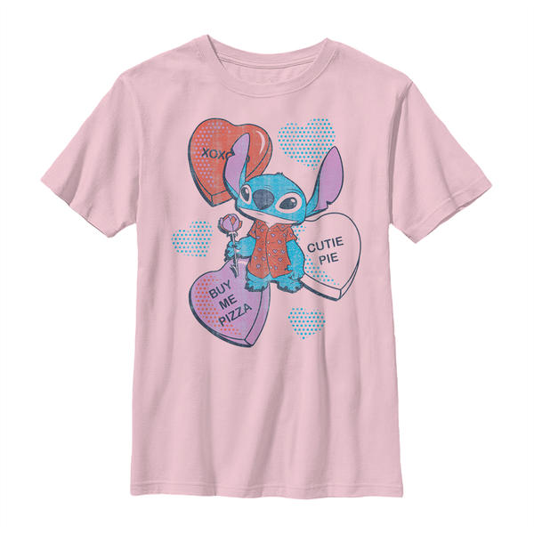 Aperçu: Disney Classics - Lilo & Stitch - Stitch Heart Pizza - Enfant T-shirt - Rose - Devant