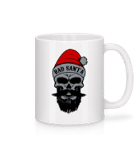 Bad Santa Skull - Keramický hrnček - Biela - Predné