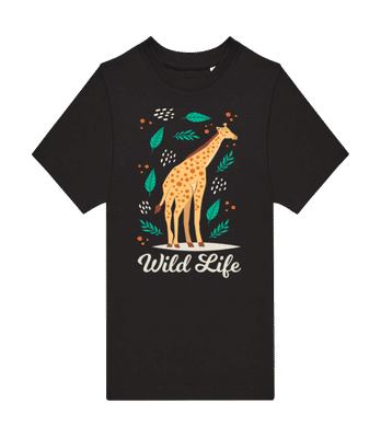 Giraffe Wild Life - Kinder T-Shirt B&C - Schwarz - Vorne