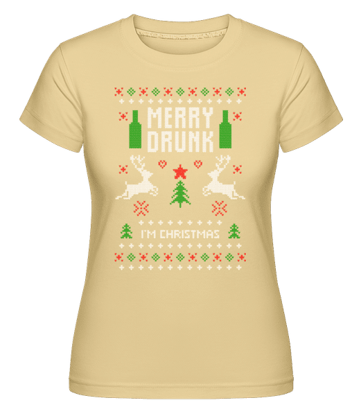 Preview: Merry Drunk I Am  Christmas -  Shirtinator Women's T-Shirt - Yellow - Front