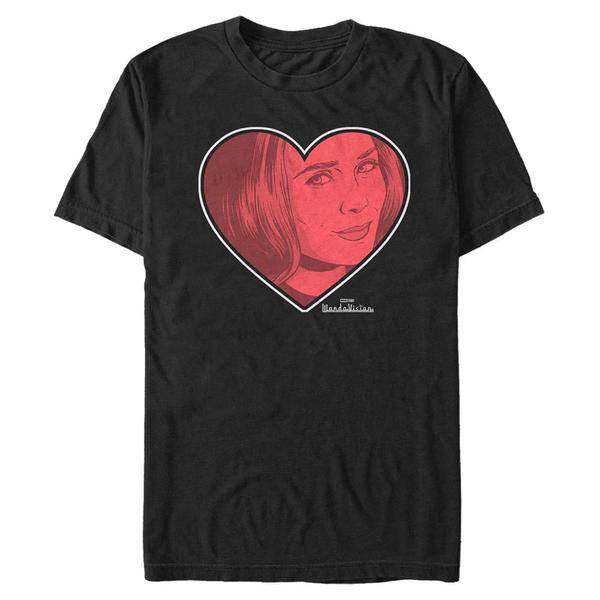 Preview: Marvel - WandaVision - Scarlet Witch Wanda Love - Valentine's Day - Men's T-Shirt - Black - Front
