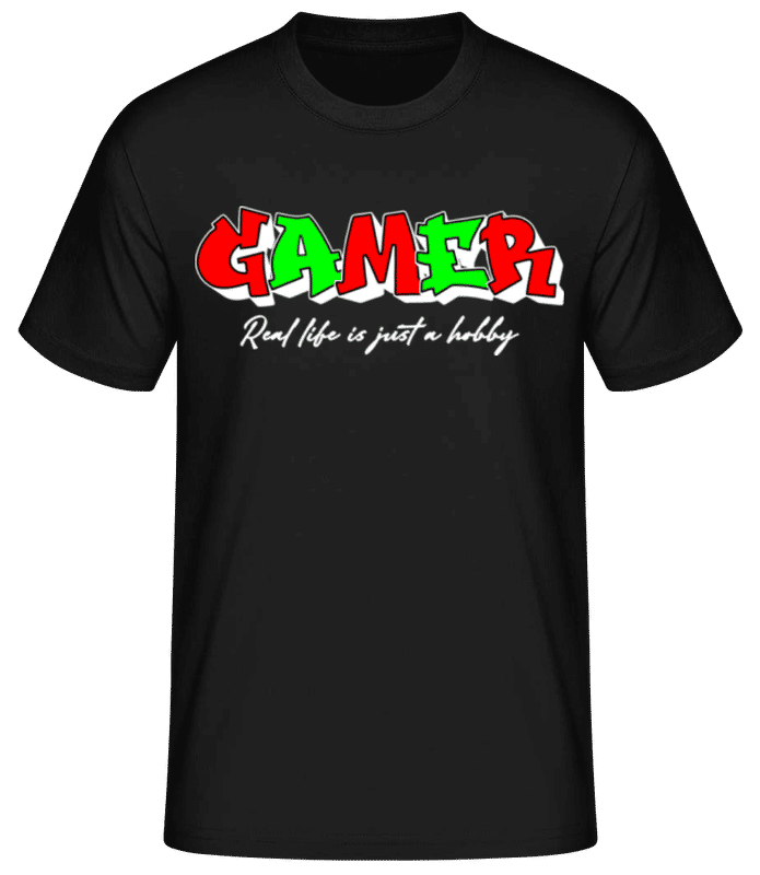 Vorschau: Gamer Real Life Is Just A Hobby - Männer Basic T-Shirt - Schwarz - Vorne