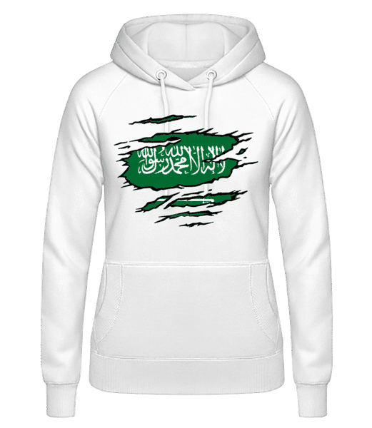 Aperçu: Drapeau déchiré Arabie Saoudite - Sweat à capuche Femme - Blanc - Devant