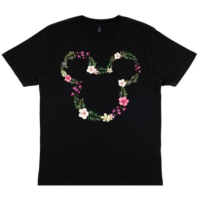 Disney - Mickey Mouse - Floral Mickey - Unisex Tričko - Čierna - Predné