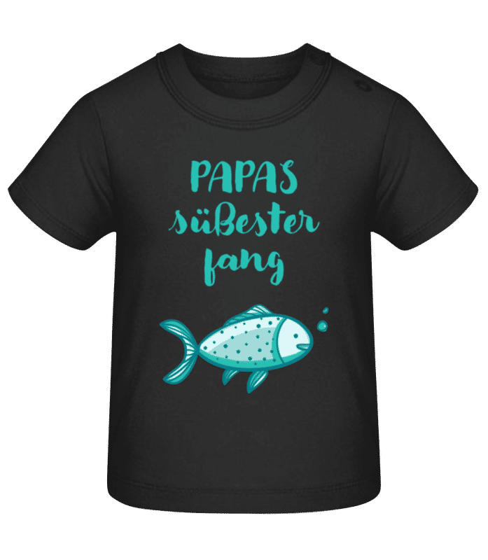 Vorschau: Papas Süßester Fang - Baby T-Shirt - Schwarz - Vorne