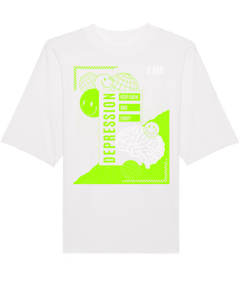 Fight Depression - T-shirt oversize unisexe en coton bio Stanley Stella 2.0 - Blanc - Devant