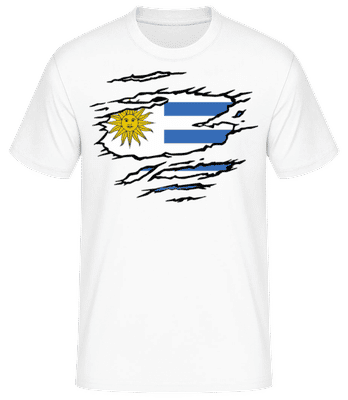 Drapeau déchiré Uruguay - T-shirt standard Homme - Blanc - Devant