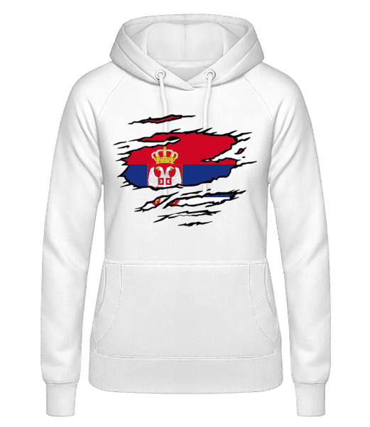 Drapeau déchiré Serbie - Sweat à capuche Femme - Blanc - Devant