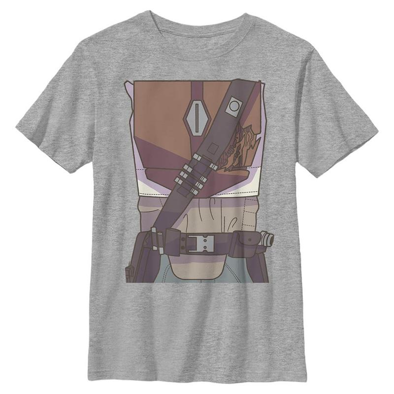 Vorschau: Star Wars - The Mandalorian - Mandalorian Drawn Costume - Kinder T-Shirt - Grau meliert - Vorne