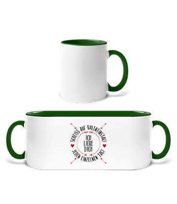 Liebe Dich Jeden Einzelnen Tag - Tasse zweifarbig - Weiß / Flaschengrün - Vorne