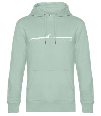 'Mercedes SL R129' Silhouette - Unisex premium mikina - Mätová zelená - Predné