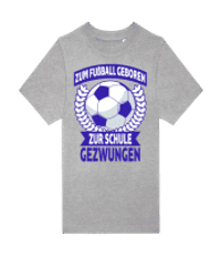 Zum Fussball Geboren Zur Schule - Kinder T-Shirt B&C - Grau meliert - Vorne