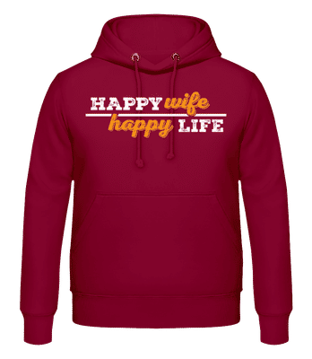 Happy Wife Happy Life - Sweat à capuche Homme - Bordeaux - Devant