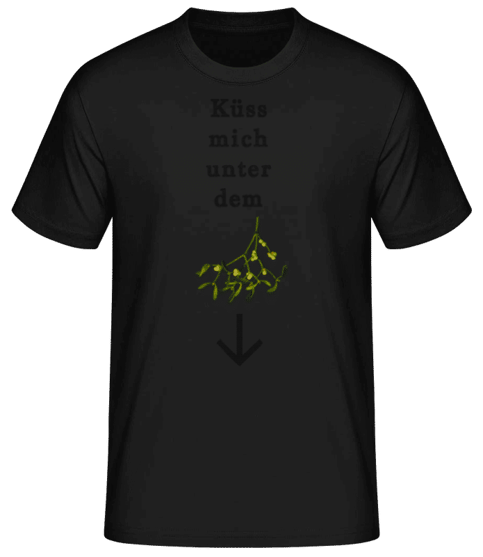 Vorschau: Küss Mich Unter Dem Mistelzweig - Männer Basic T-Shirt - Schwarz - Vorne