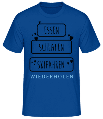 Essen Schlafen Skifahren - Männer Basic T-Shirt - Royalblau - Vorne
