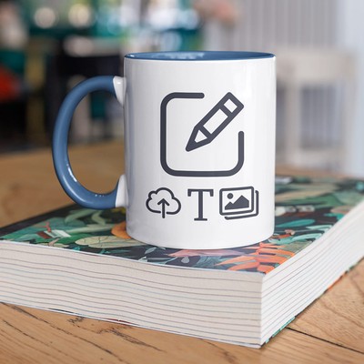 Mug bicolore en céramique - intérieur de couleur - Blanc / Bleu