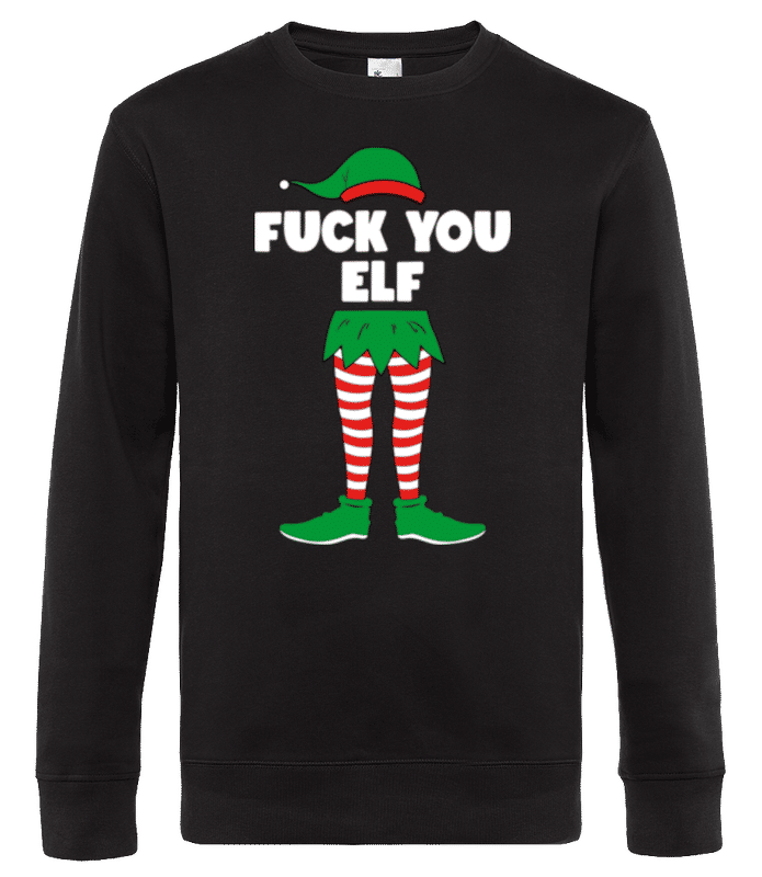 Vorschau: Fuck You Elf - Männer Standard Pullover - Schwarz - Vorne