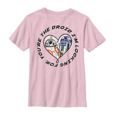 Star Wars - The Last Jedi - R2-D2 & BB-8 You're The Droid - Valentine's Day - Kids T-Shirt - Pink - Front