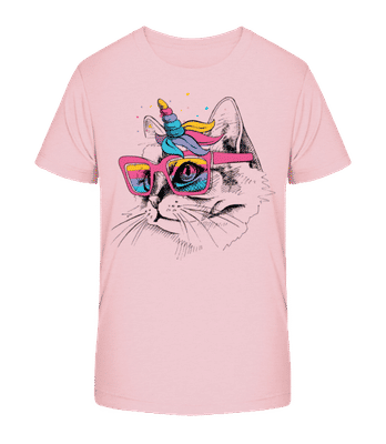 Unicorn Party Cat - Detské bio tričko Stanley Stella 2.0 - Ružová - Predné