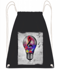 Colourful Lightbumb - Drawstring batoh se šňůrkami - Černá - Napřed