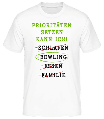 Prioritäten Setzen Bowling - Männer Basic T-Shirt - Weiß - Vorne