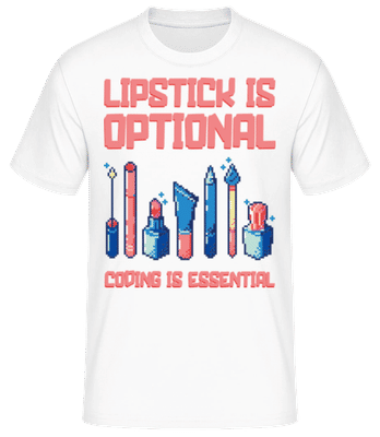 Lipstick Optional Coding Essential - Pánske basic tričko - Biela - Predné