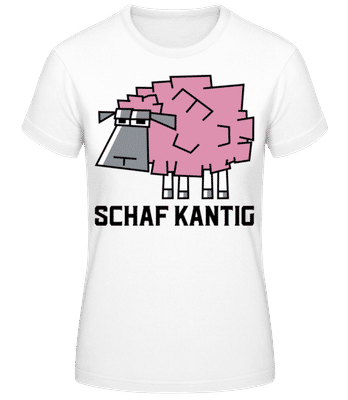 Schafkantig Pink - Frauen Basic T-Shirt - Weiß - Vorne