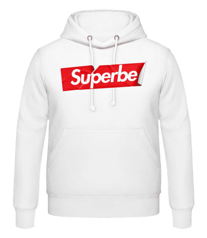 Vorschau: Superbe Aufkleber - Männer Hoodie - Weiß - Vorne