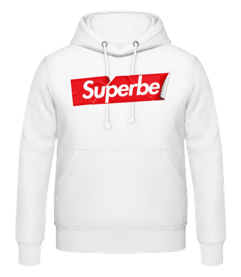 Superbe Aufkleber - Männer Hoodie - Weiß - Vorne