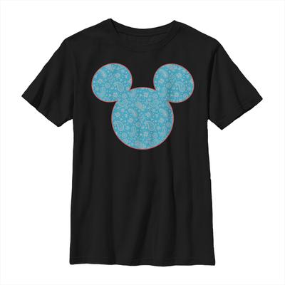 Disney Classics - Ratón Miguelito Miguelín - Mickey Americana Paisley - Niños Camiseta - Negro - delante
