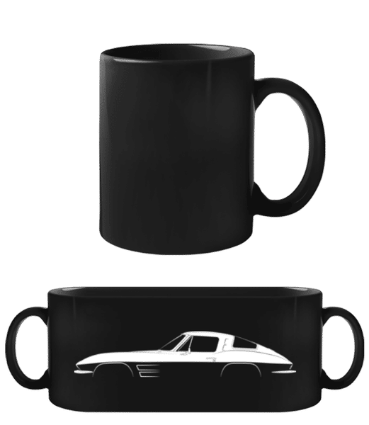 Aperçu: 'Chevrolet Corvette C2' Silhouette - Tasse Noire - Noir - Devant