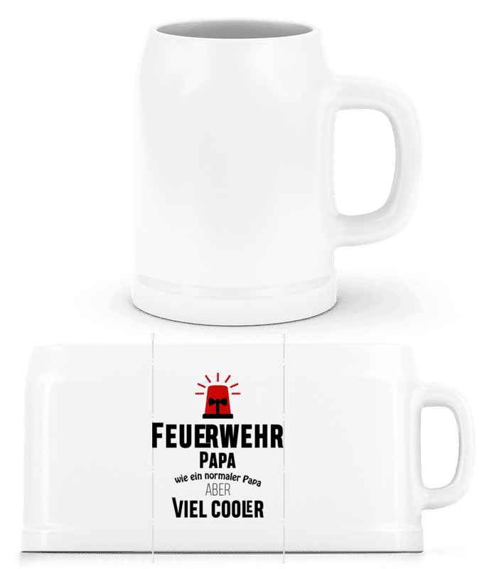 Vorschau: Cooler Feuerwehr Papa - Bierkrug - Weiß - Vorne