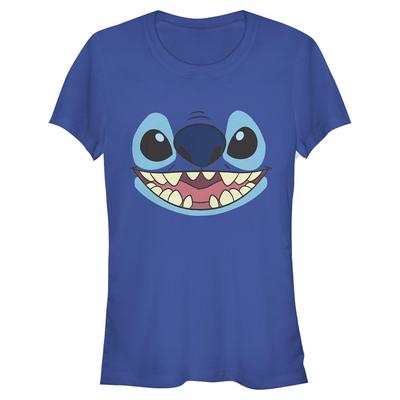 Disney Classics - Lilo & Stitch - Stitch Face Large - Femme T-shirt - Bleu royal - Devant