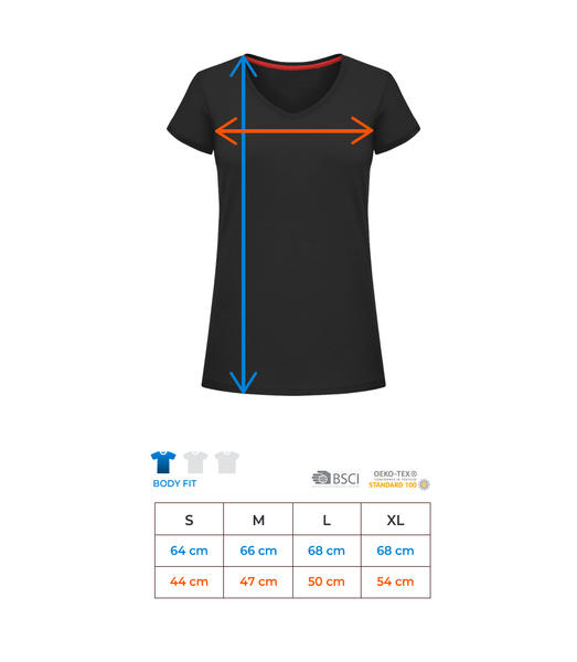 Aperçu: Je Suis Déjà Parfaite - Frauen T-Shirt V-Ausschnitt - Größentabelle