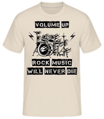Rock Music Will Never Die - Männer Basic T-Shirt - Creme - Vorne