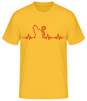 Heartbeat Cat - Camiseta básica para hombre - Amarillo dorado - delante