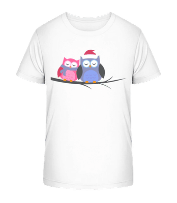 Christmas Owls - Kid's Organic T-Shirt Stanley Stella 2.0 - White - Front
