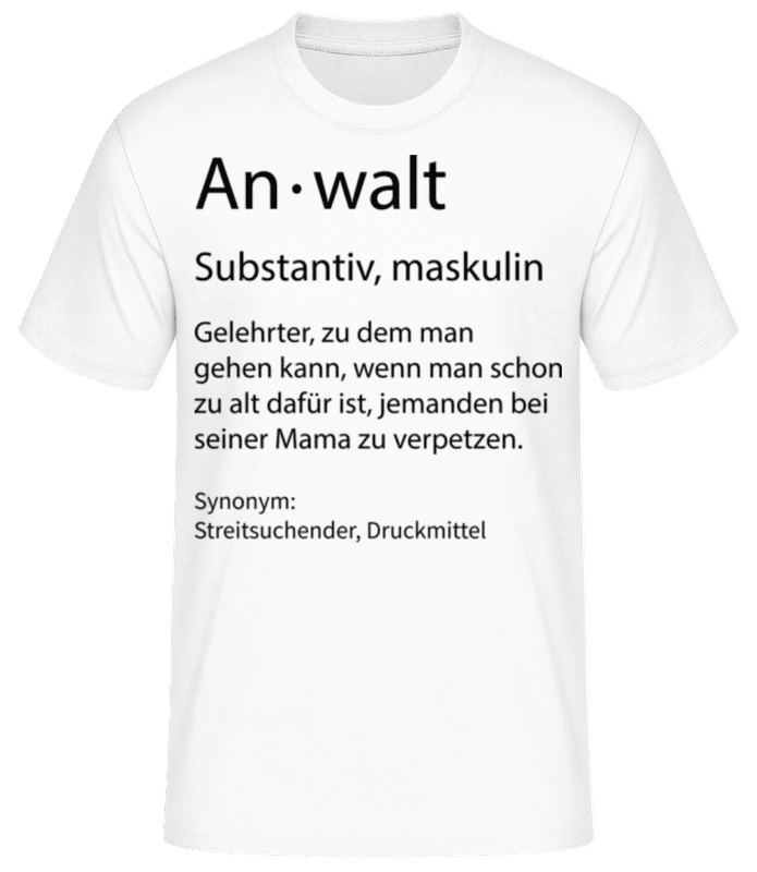 Vorschau: Anwalt Quatsch Duden - Männer Basic T-Shirt - Weiß - Vorne