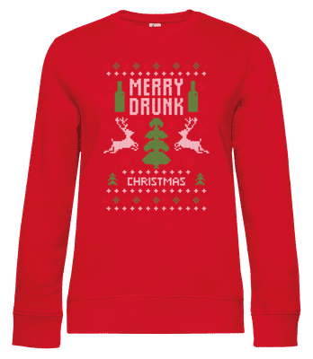 Merry Drunk Christmas - Frauen Standard Pullover - Rot - Vorne