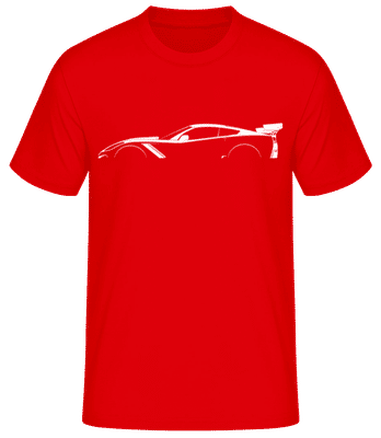 'Chevrolet Corvette C7 ZR1' Silhouette - Pánské basic tričko - Červená - Napřed