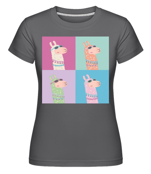 Preview: Pop Art Lama -  Shirtinator Women's T-Shirt - Anthracite - Front
