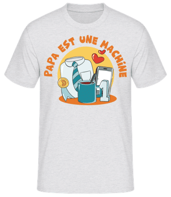Papa Machine - T-shirt standard Homme - Gris chiné - Devant