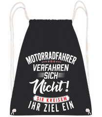 Motorradfahrer Kreisen Ihr Ziel Weiß · Turnbeutel