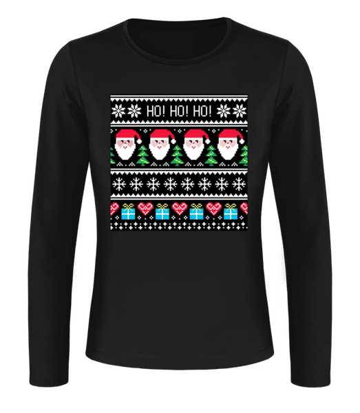 Aperçu: Ugly Ho Ho Ho - T-shirt à manches longues standard Femme - Noir - Devant