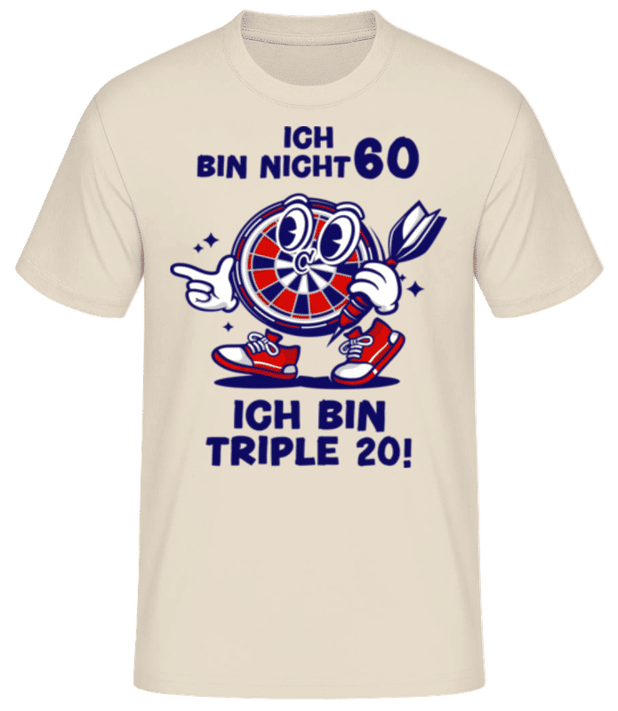 Vorschau: 60 Geburtstag Dart Triple 20 - Männer Basic T-Shirt - Creme - Vorne