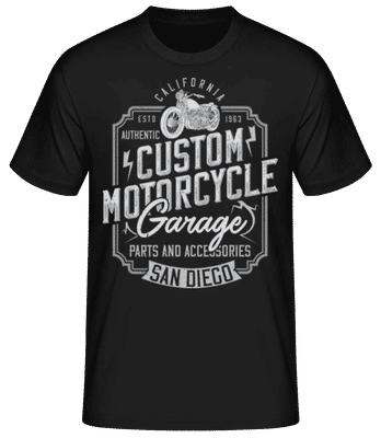 Custom Motorcycle Garage - Men's Basic T-Shirt - Black - Front