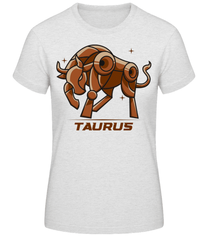 Vorschau: Mecha Robotic Zodiac Sign Taurus - Frauen Basic T-Shirt - Grau meliert - Vorne